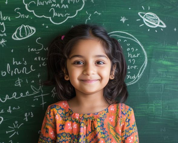 Girl in Front of Board