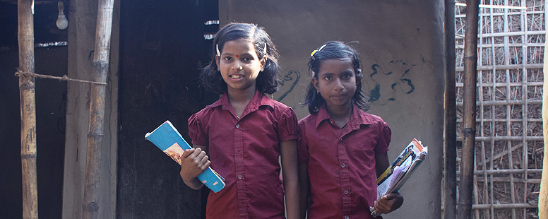 Girls With Books in Hut